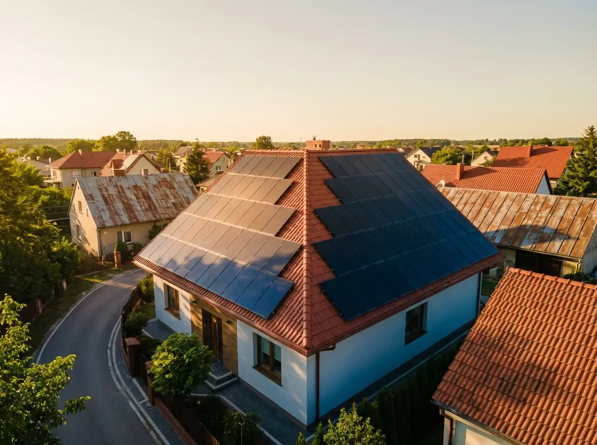 Technik Sun Valley Energy podczas montażu paneli fotowoltaicznych