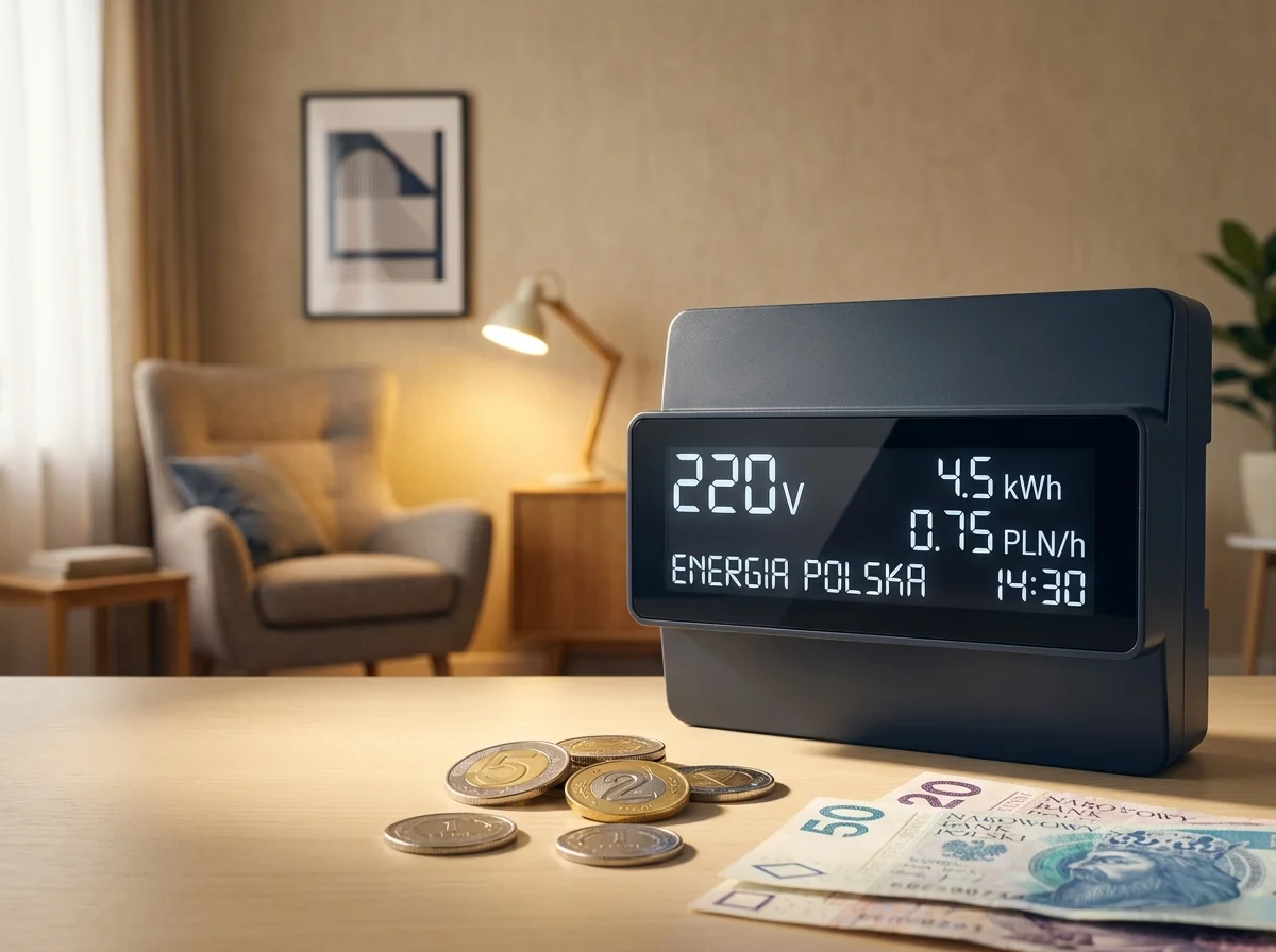 Licznik energii elektrycznej i rachunek za prąd z ceną 1 kWh