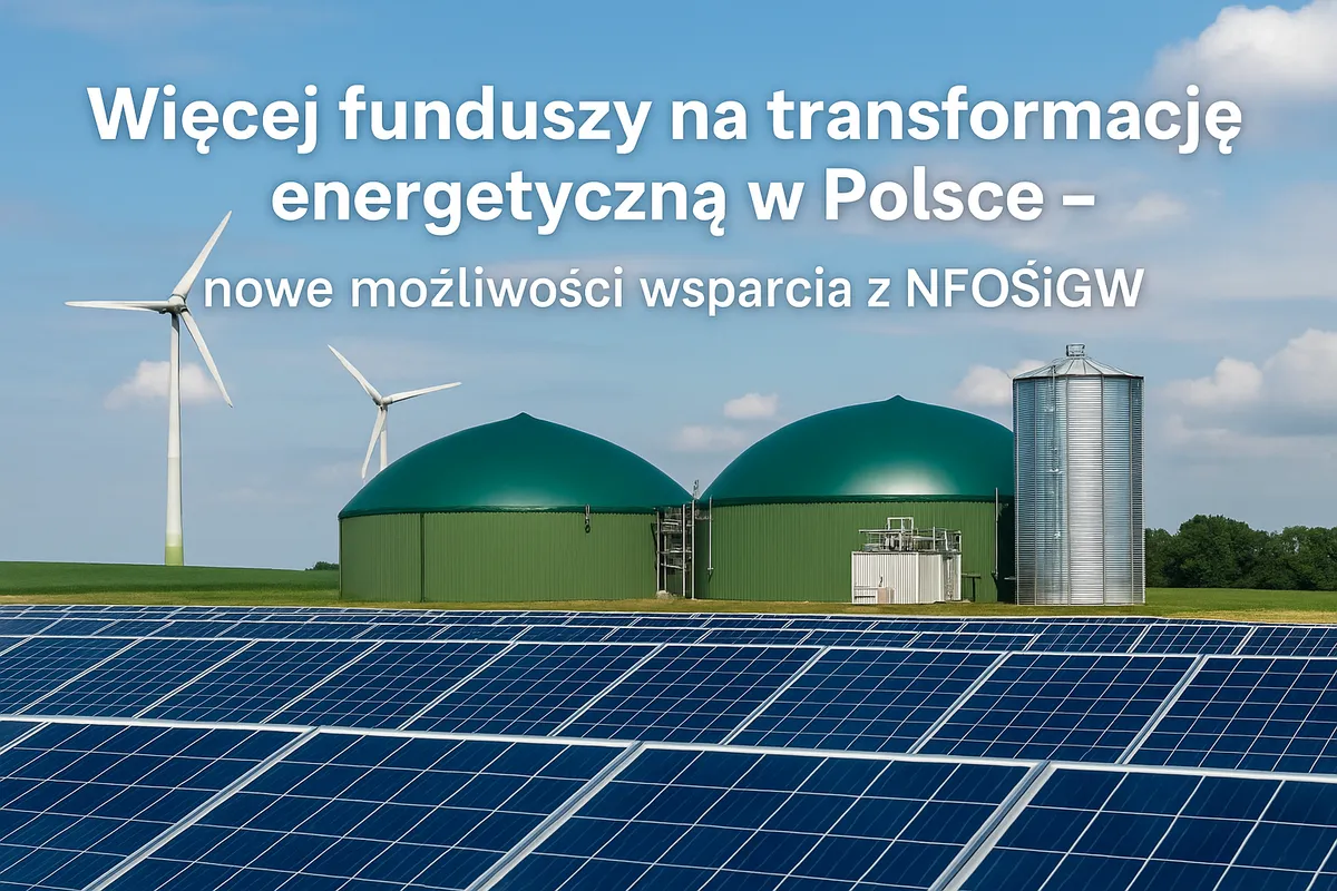 Biogazownia, farma fotowoltaiczna i turbiny wiatrowe, programy NFOŚiGW na transformację energetyczną