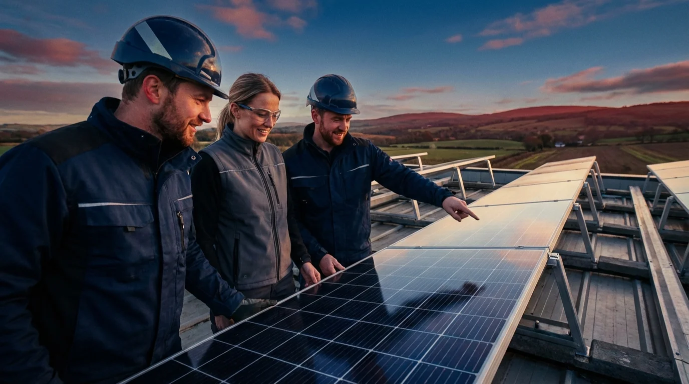 Zespół Sun Valley Energy podczas montażu instalacji fotowoltaicznej
